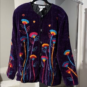 ✅Indigo Purple Floral Embroidered Jacket